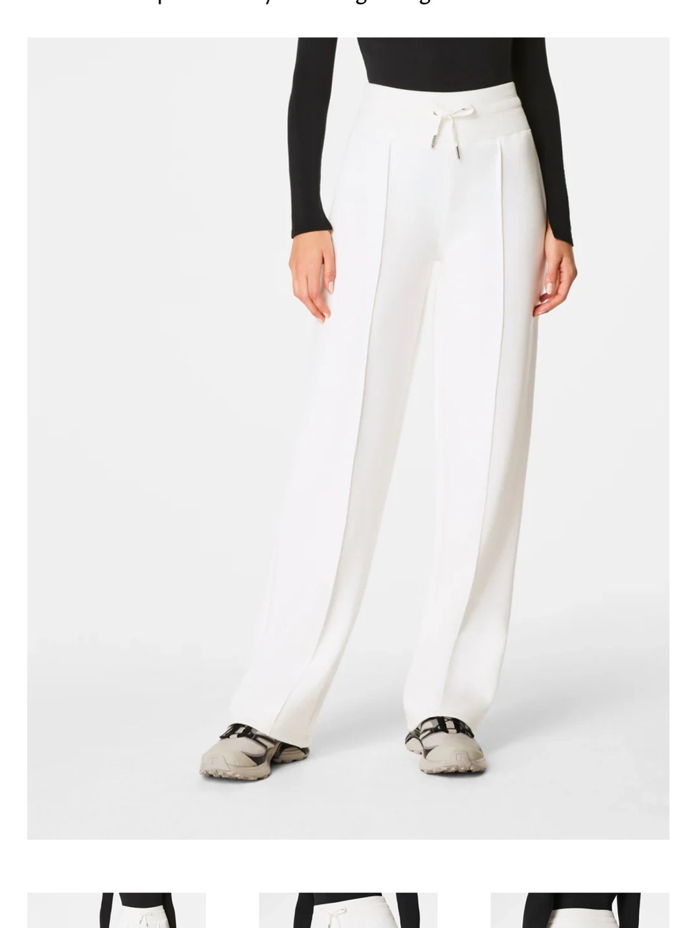 SPANX Creamy White Straight Leg Drawstring Front Pants